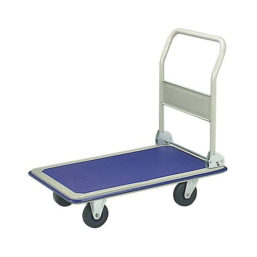 ALEKO PH330BL Heavy Duty Push Hand Truck Folding Platform Cart 4 Wheel Dolly, Blue by ALEKO