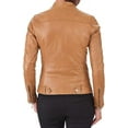 thumbnail image 2 of New Women's Tan Leather Motorcycle Biker Jacket 100% Genuine Soft Lambskin W666, 2 of 3