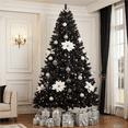 thumbnail image 2 of Easyfashion Clear Prelit 300 Incandescent Black Prelit Spruce Foldable Artificial Christmas Tree, 7.5', 2 of 10