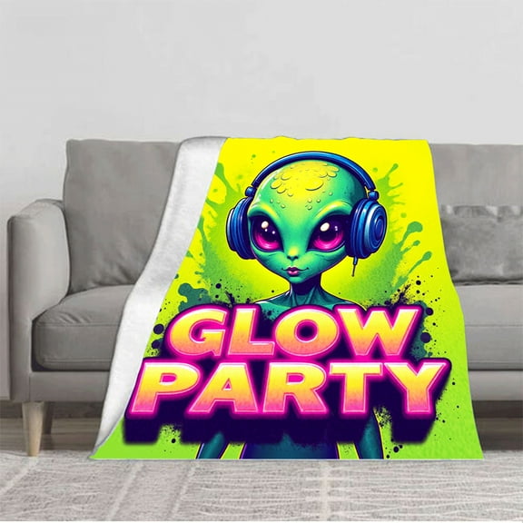 Durable Soft & Warm Flannel Blanket - Cozy Glow Party Design for Sofa Travel Bed & Chair - Perfect for Fun & Comfort