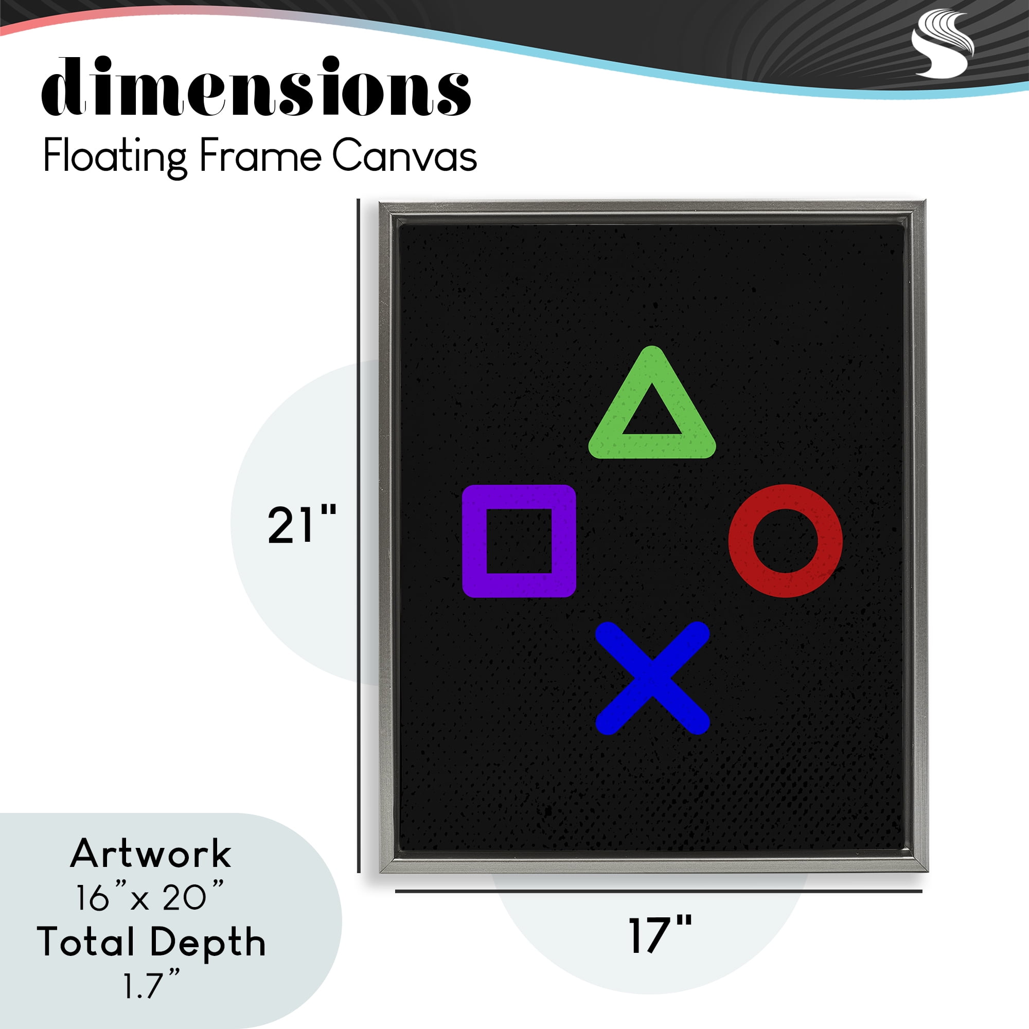 Game Button Shapes Gray Framed Floater Canvas Wall Art, design by Kim Allen