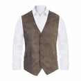 thumbnail image 4 of LODIENY Mens 5 Button Faux Suede Vest with Pockets Retro Regular Fit Casual Waistcoat for Prom Husband Gift Daily Wear Gray XL, 4 of 5