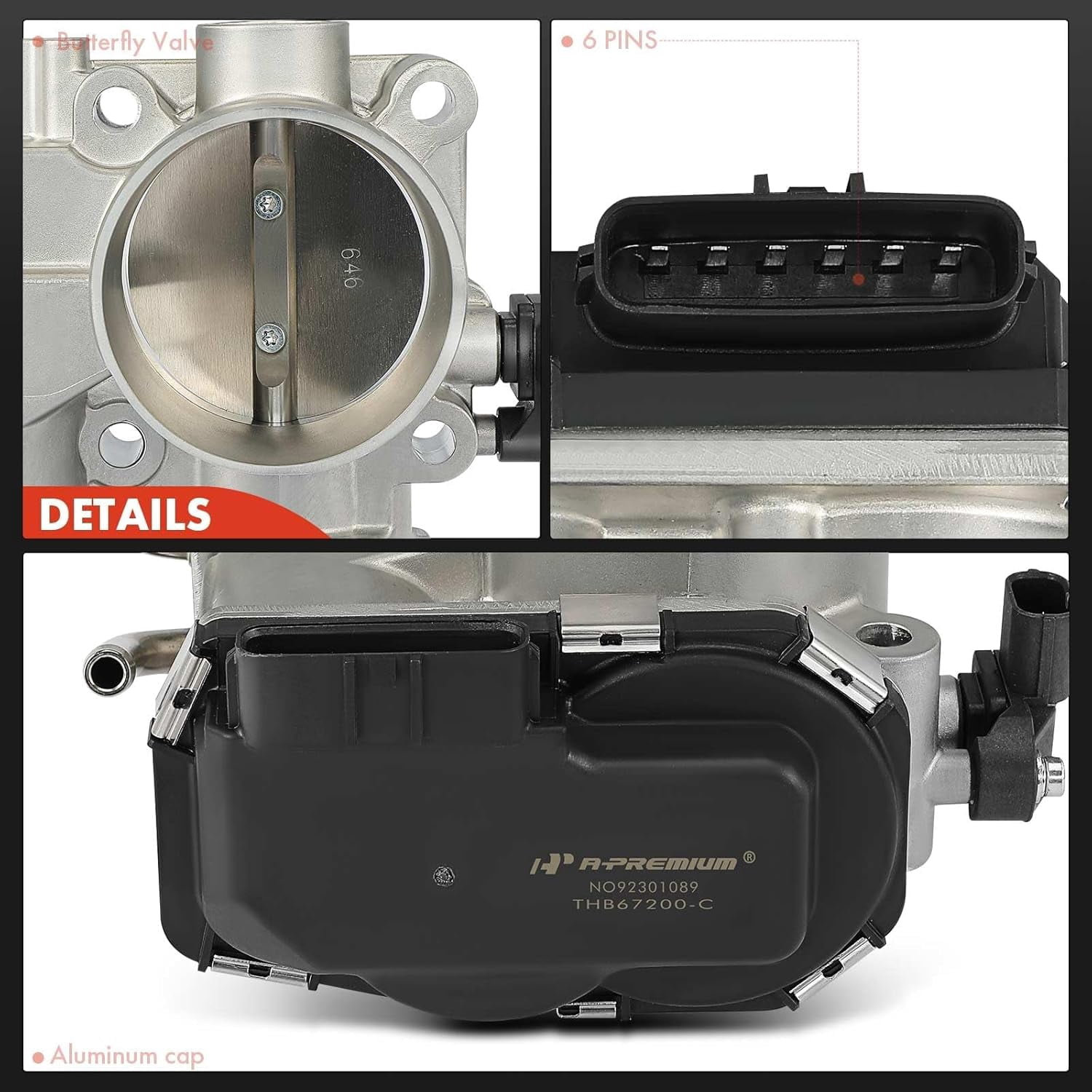 A-Premium Electronic Throttle Body Compatible with Honda Accord 2005-2007, Pilot 2005-2008, Odyssey 2005-2006, Ridgeline 2006-2008 & Acura TL 2005-2008, RL 2005-2008, 3.0L 3.2L 3.5L