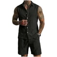 thumbnail image 2 of SDNall Men's Shorts 2-Piece Workout Set, Casual Sports Set with Elastic Waistband and Mesh Pocket, Comfortable Gym Shorts and Blouse for Running, Available in S to XXXL Sizes, 2 of 7