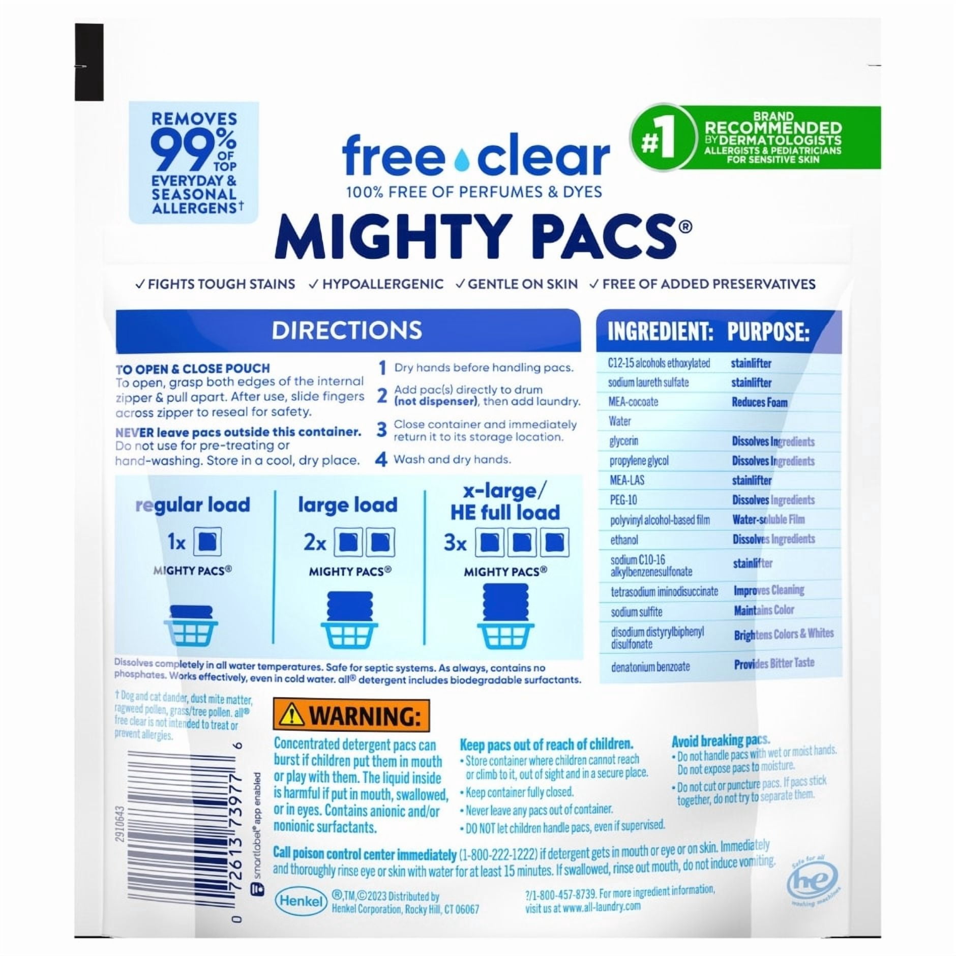 All Mighty Pacs Laundry Detergent 4 in 1 (Pack 2) - 38 Count