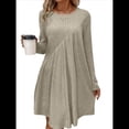 thumbnail image 1 of Vestido de Mujer de Larga, Cuello Redondo, Cintura Alta y Cintura Irregular. Caqui M, 1 of 8