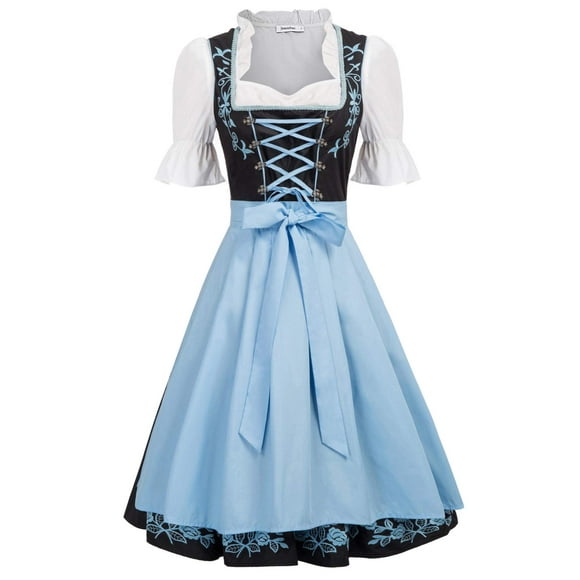 Disfraz Dirndl JASAMBAC, alemán auténtico, Drindl, negro, L