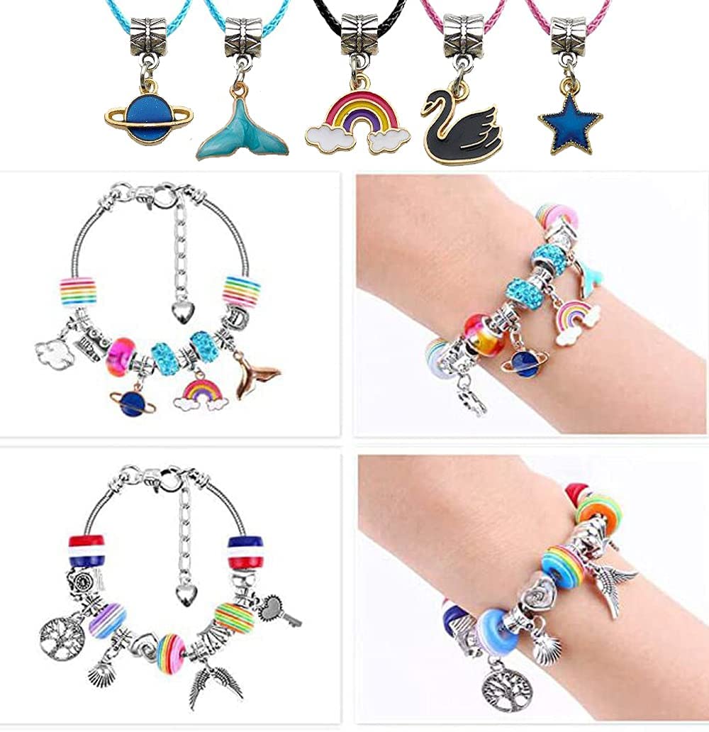 YouNuo Charm Bracelet Making Kit for Girls, Kids' Jewelry Making Kits Jewelry Making Charms Bracelet Making Set with Bracelet Beads, Jewelry Charms and DIY Crafts with Gift Box 93 Pieces - image 4 of 9