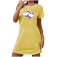 thumbnail image 2 of WREESH Sleep Shirts for Women Short Sleeve Heart Printed Night Shirts for Sleeping Pullover Nightgown Soft Comfortable Nightdress Yellow, 2 of 3