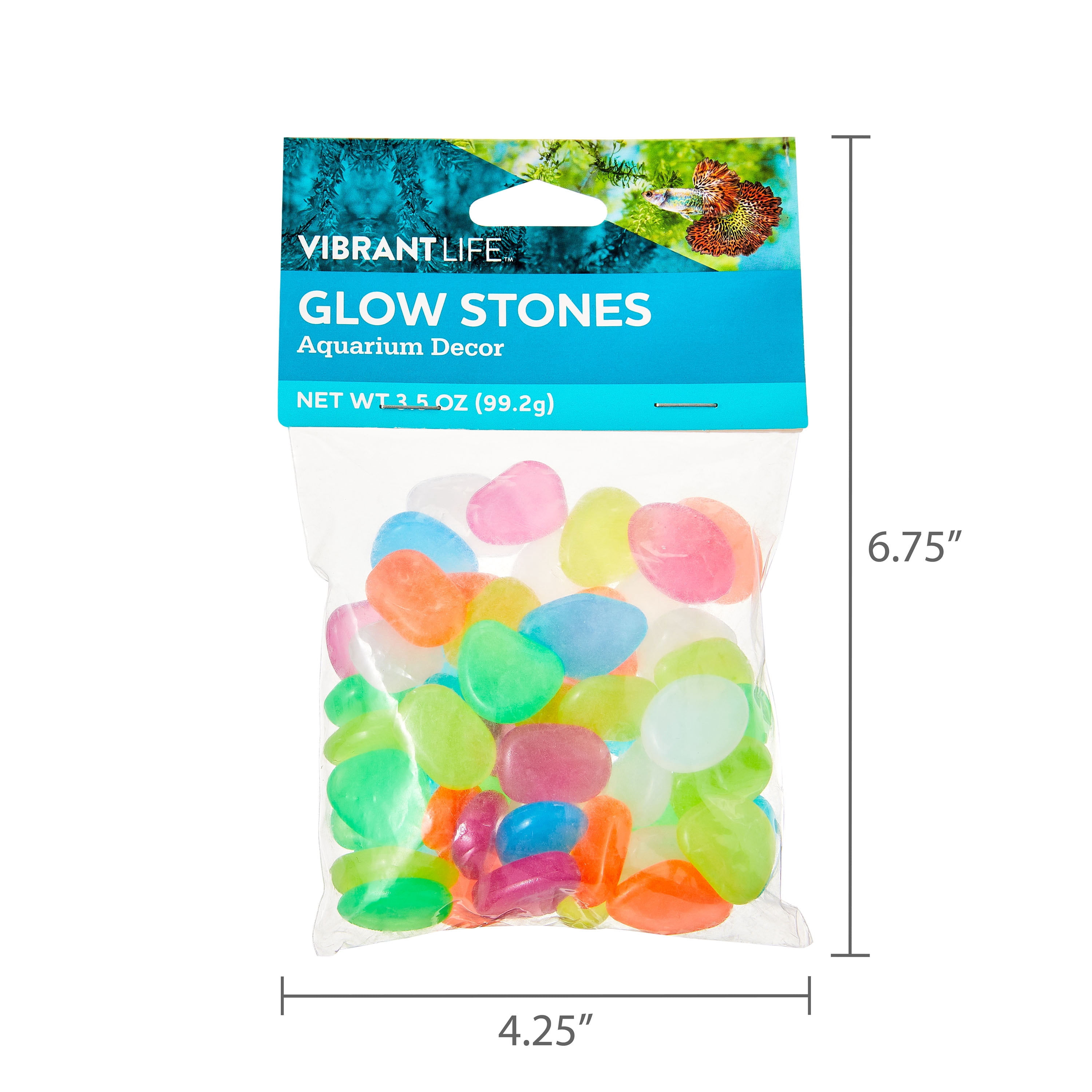 (4 pack) Vibrant Life Glow Stones Aquarium Decor, 3.5 oz