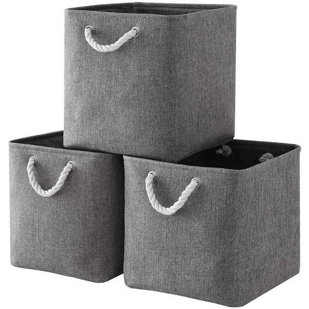Cube de Rangement Tissu, Panier Cube de Rangement, Boite de Rangement  Pliable pour Jouets, Vêtement 25 x 25 x 25 cm (Lot de 3, Gris ) 