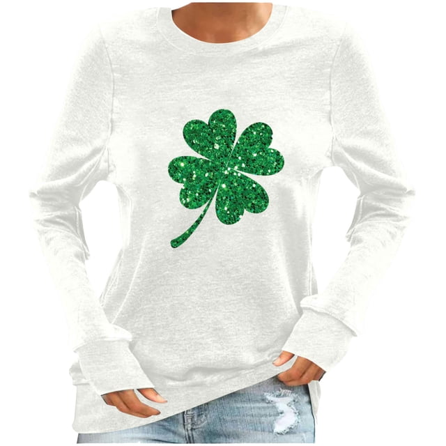 ameIAEA St Patricks Day Shirt Women Long Sleeve Printed Blouses 2025 Spring Crewneck Tops