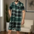 thumbnail image 5 of FAHXNVB Men Plaid Pajamas Sets Short Sleeve Button-Down Sleepwear Tops and Shorts Sets Two-Pieces Loungewear with Pockets, 5 of 5