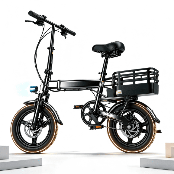 14IN Folding Electric Bike for Adults & Teens, 500W Motor up to 20 mph, 30-Mile Range, 36V 12Ah Removable Battery, Dual-Disc Brakes, UL 2849.