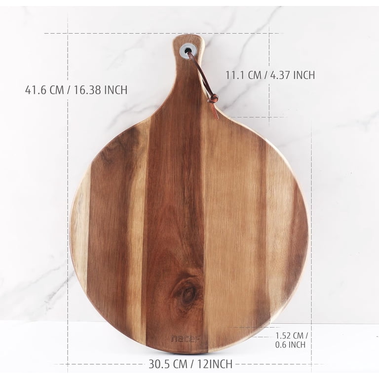 Hecef 12-Inch Round Acacia Wood Charcuterie Board with Handle photo 3