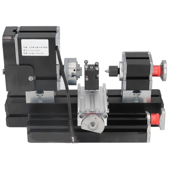 Tour en Métal Haute Puissance, Taille Compacte Haute Précision Multifonction Micro Tour Machine 12VDC 60W pour le Traitement du Bois et Plastique EU Plug, US Plug, UK Plug, au Plug