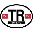 thumbnail image 1 of TURKEY FLAG, Waterproof UV Coated, Famous Reflective OVAL Sticker DECAL , 3.5" x 4.75", 1 of 1