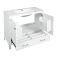 thumbnail image 2 of Spaco 36" Black Bathroom Vanity with Ceramic Sink and Soft-Close Doors, Cabinet with Double Storage Shelves & Divided Drawer, Modern Bathroom Cabinet for Indoor, White, 2 of 20
