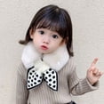 thumbnail image 3 of Children Scarf Ultra Soft Keep Warm Splicing Design Winter Sweet Dotted Cross Girls Neckerchief for Daily Wear, 3 of 8