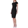 thumbnail image 4 of VESTIDO LARGO DE LÁPIZ PARA MUJERES INSPIRE CHIC, CON MANGA CORTA Y CINTURÓN, PARA TRABAJAR, TALLA XL, NEGRO, 4 of 5