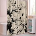 thumbnail image 5 of Shower Curtain Flower Branch Silhouette Shower Curtains for Bathroom Decor, Waterproof Polyester Shower Curtain Set with Hooks, Extra Long 72" x 84" Chinese Ink Painting Linen Texture, 5 of 9