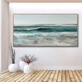 thumbnail image 5 of Original Ocean Landscape Oil Painting on Canvas Large Wall Art Abstract Green Wall Art Beach Decor Modern Living Room Wall Decor,Unstretched,Frameless,(46*92cm)18*36Inches, 5 of 5
