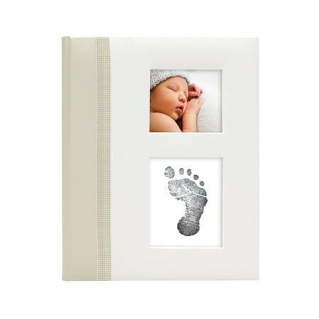 Pearhead Classic Baby Book with Clean-Touch Ink Pad for Handprint or Footprint Ivory