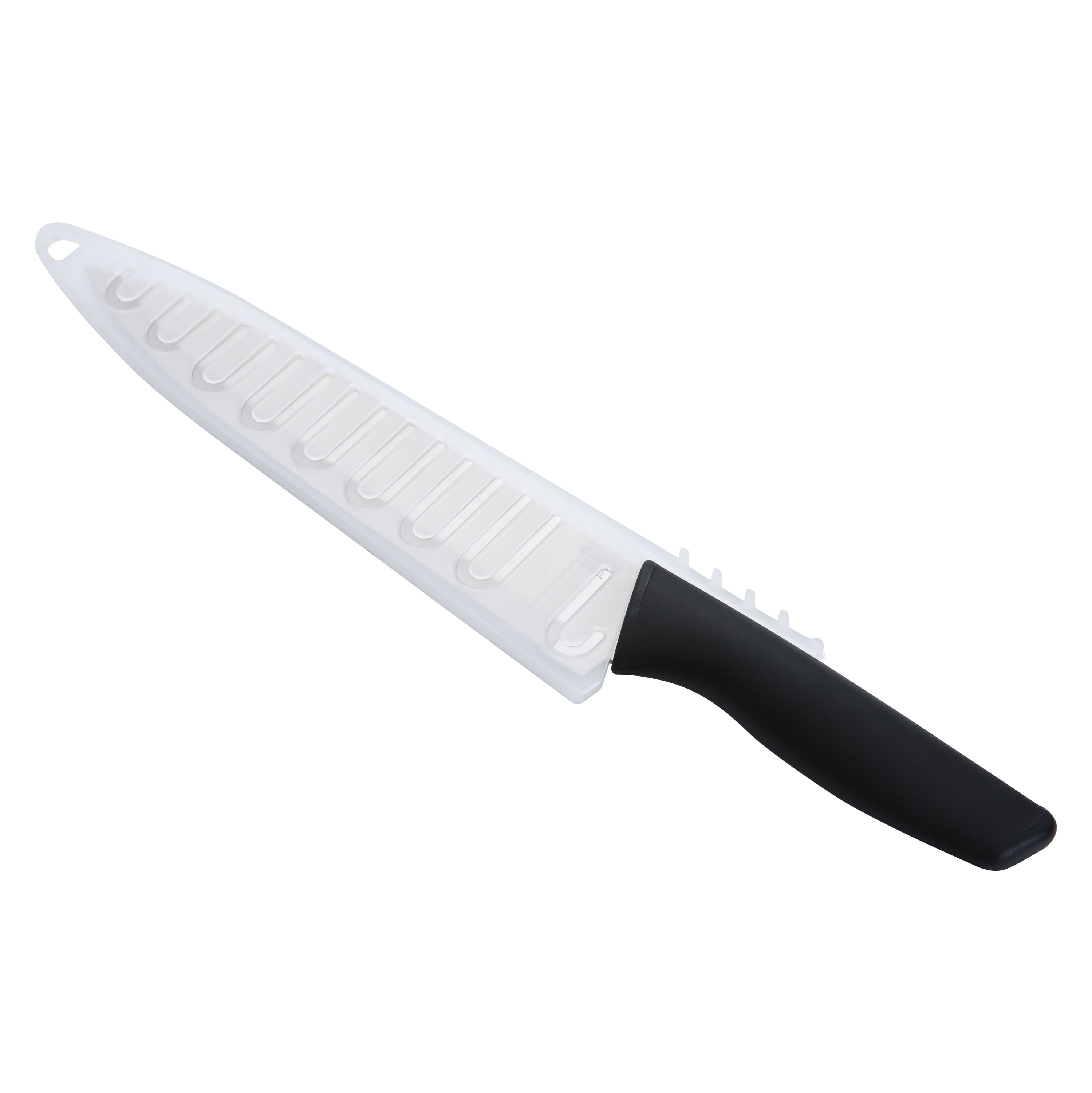 Mainstays 8 in Stainless Steel Chef Knife with Soft-Grip Handle, Black