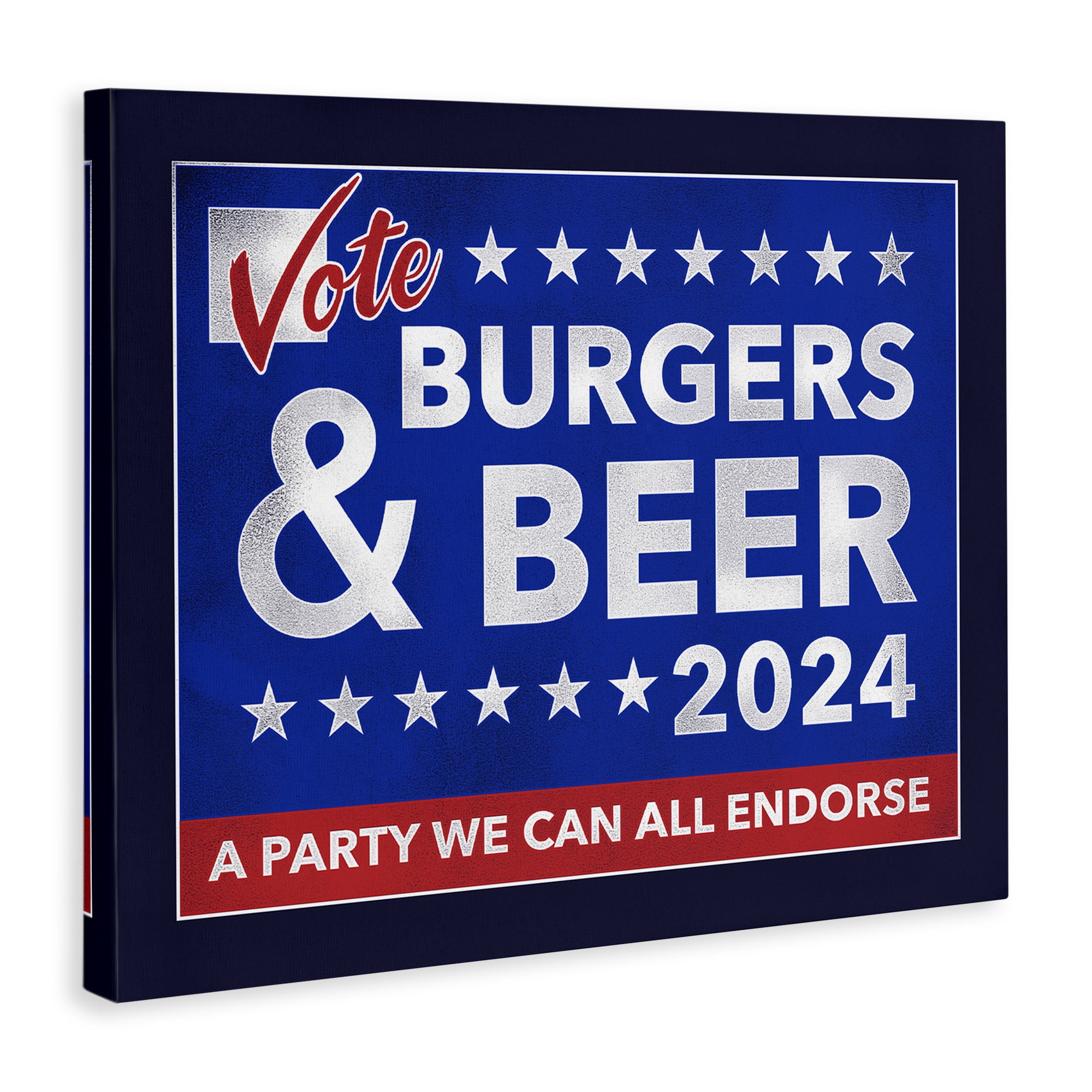 Stupell Industries Burgers & Beer Vote Food & Beverage Painting Wrapped Canvas Art Print Wall Art, 40 x 30