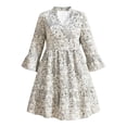 thumbnail image 4 of Floral Print A Line Dress With 3/4 Sleeves And Crew Neck For Casual Everyday Midi Dress With Flowy, 4 of 4