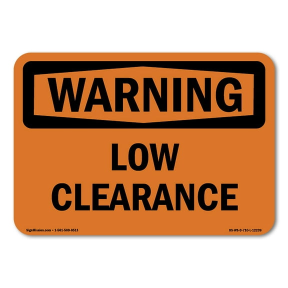 OSHA WARNING Sign - Low Clearance | Decal | Protect Your Business, Construction Site, Warehouse & Shop Area | Made in the USA