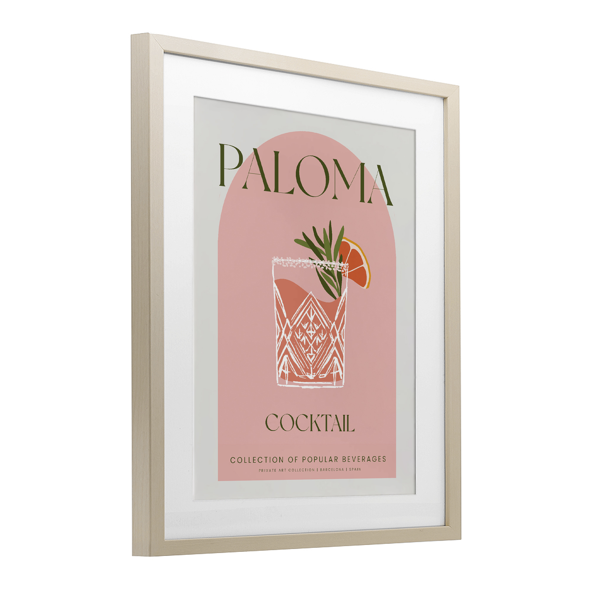 Stylish Retro Paloma Birch Framed Print Under Glass, design by Lil' Rue