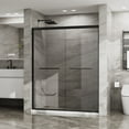 thumbnail image 2 of Goodyo 60 in x 72 in Double Sliding Shower Door, Matte Black Aluminum Frame, 1/4" Thick Clear Tempered Glass Shower Enclosure, 2 of 9