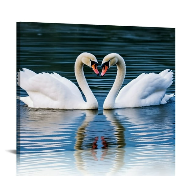 JRXY  Canvas Art Swan Pictures Wall Decor Birds Animal Prints Poster PrintingWith Framed 20x16in