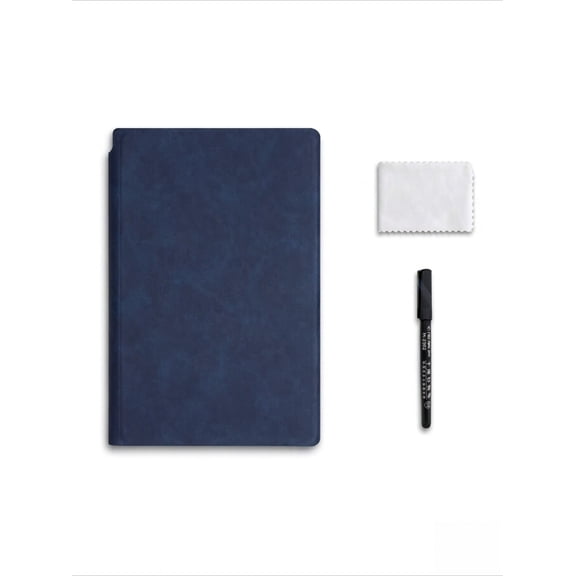 Portable A5 Reusable Whiteboard Notebook, Blue Weekly Planner with Faux Leather Cover, Film Removal Required, 1 Piece