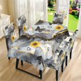 thumbnail image 2 of Xoenoiee Sunflower Butterfly Heart Marble Pattern 5 Pcs Table Cloth with Dining Chair Slipcovers Set Rectangle Tablecloth Stretchable Chair Protector Cover Home Kitchen Dining Room Decoration, 2 of 6
