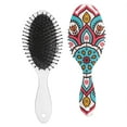 thumbnail image 2 of Vintage Geometric Detangler Hair Brush, Soft Bristle Paddle Comb with Boho Print, Rustic Artistic Wooden Handle Hairbrush for Daily Use and Travel, 2 of 7