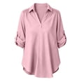 thumbnail image 6 of Guluxicc Women's Lounge Shirts Lightweight Collared V Neck Long Sleeve Solid Tops for Summer Casual Outfits, 6 of 6