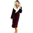 thumbnail image 1 of Womens Robe With Hood, Womens Long Hooded Bathrobe Plush Fleece Bathrobe, 1 of 4