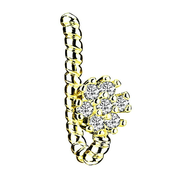 Anillos de nariz falsos en forma de U de cristal de 18 g, joyería sin perforaciones, calibre 18, sin perforaciones oro