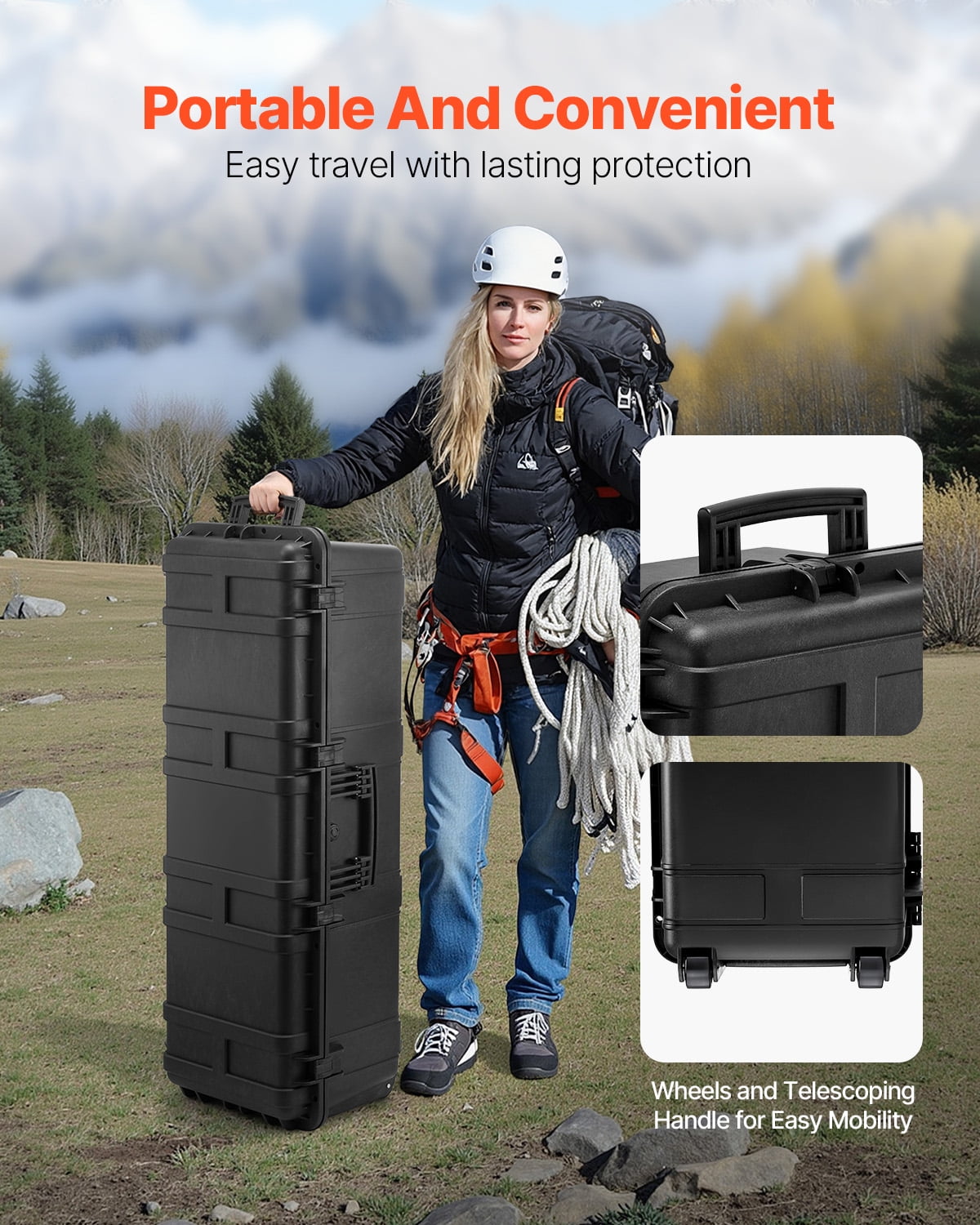 KFFKFF Durable All-Weather Case, Robust Protection Moisture-Proof Box with Customizable Foam & Telescopic Handles for Journey, Hunting, Defense, Strategy, IP67 Water-Resistant Case for Cameras