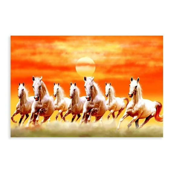 Seven Lucky Running Wild Horses Art Animal Posters 2 Canvas Poster Bedroom Decor Sports Landscape Office Room Decor Gift