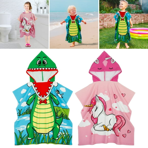 Grusce Kids Hooded Towel Baby Beach Bath Towel for Girls Boys Thicker Toddler Swim Towels Ponchos with Hood Cotton Pool Bath Towels Poncho