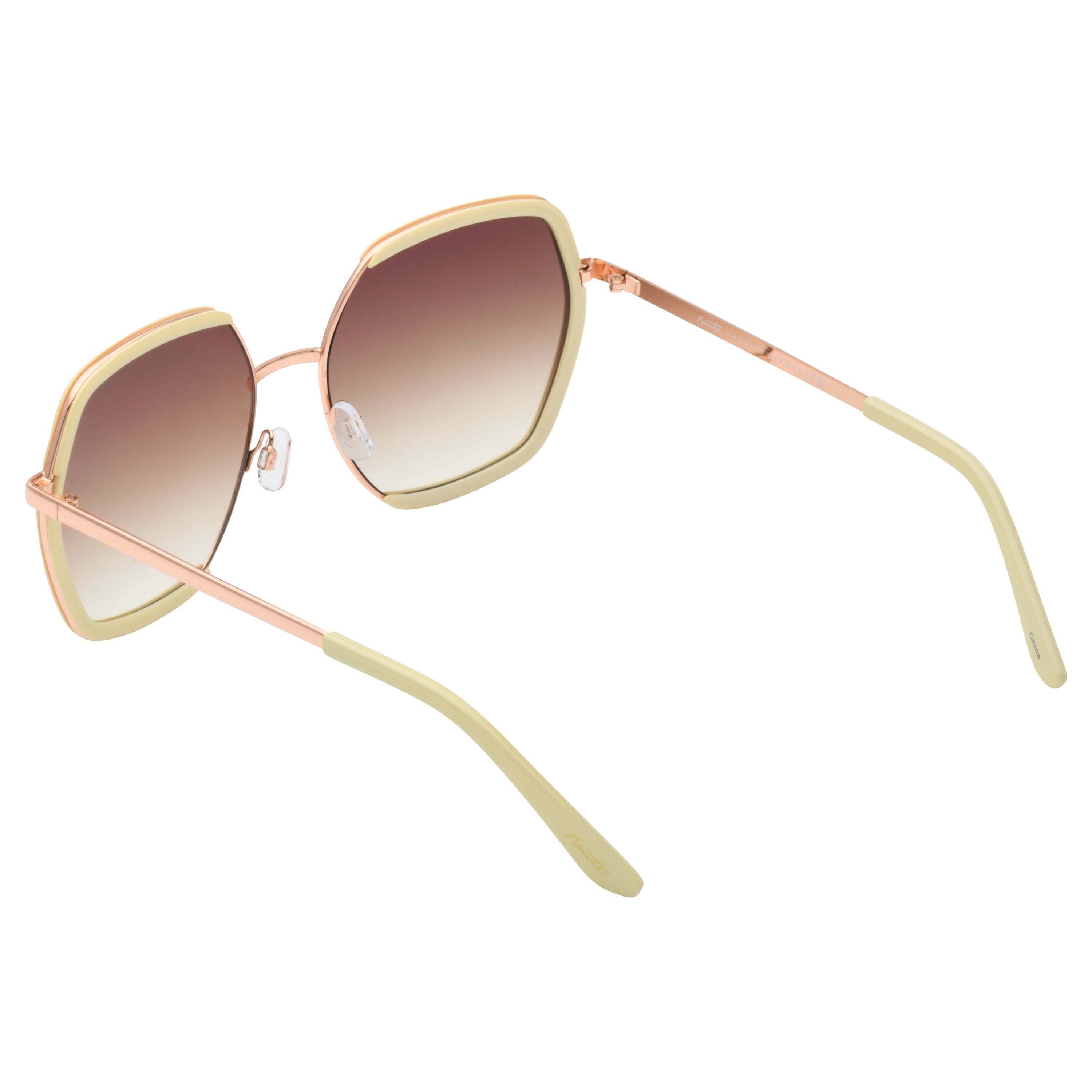 Nanette Lepore Women's NN382 Metal UV400 Protective Geometric Hexagonal Fashion Sunglasses, 63mm