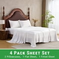 thumbnail image 3 of Gogreen 4PC Bamboo Queen Sheet Set, Deep Pocket Fit 16", Breathable Super Soft Luxury Hotel Style Home Decor Queen Size Sheet Set, Gift for Women, Men - 2 Pillowcases, 1 Flat Sheet, 1 Fitted Sheet, 3 of 9