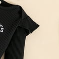 thumbnail image 6 of Curuila Newborn Girls Two Piece Set Long Sleeve Crew Neck Letter Print Romper Long Pants Fashion 3Pcs Outfits Set With Headbands Black Size 0-3 Months, 6 of 9