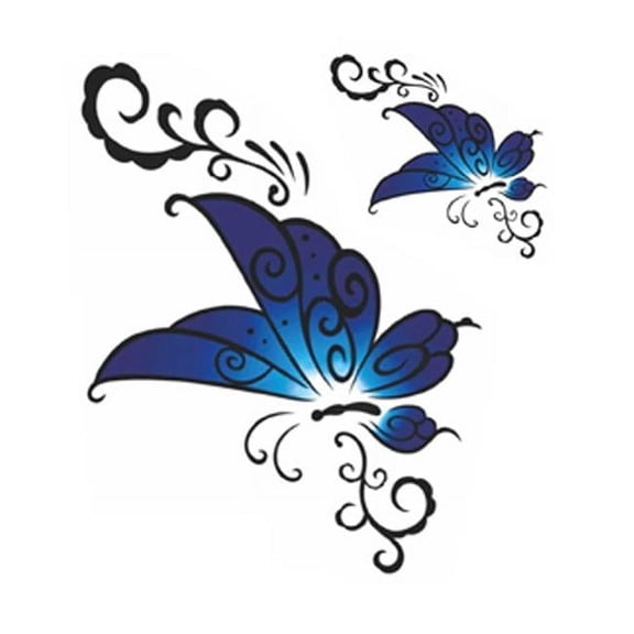 Panda Superstore Blue Butterfly Simulation Abdomen Makeup Art Temporary Tattoo Sticker - 3 Sheets