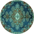 thumbnail image 1 of Ahgly Company Indoor Round Medallion Turquoise Blue Traditional Area Rugs, 5' Round, 1 of 4