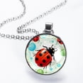 thumbnail image 2 of Seven Starred Iadybird Glass Design Circular Pendant Women's Necklace, 2 of 5