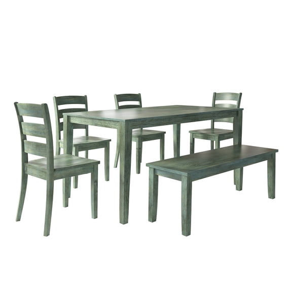 Weston Home Lexington Dining Set with Bench and 4 Ladder Back Chairs, Multiple Colors